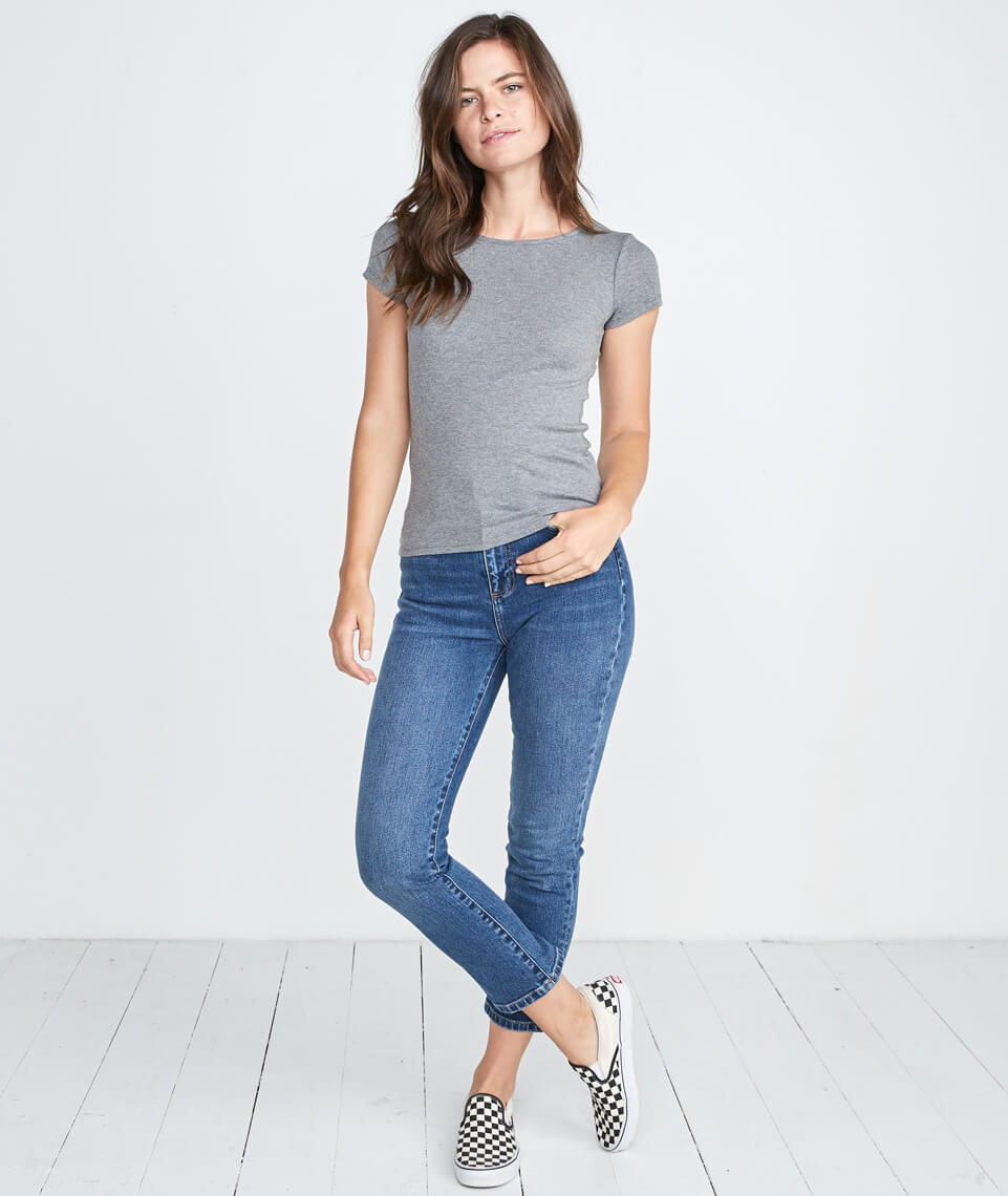 Lila Rib Scoopneck Heather Grey