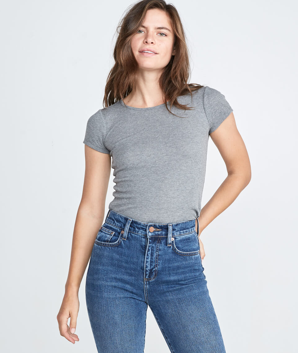 Lila Rib Scoopneck Heather Grey