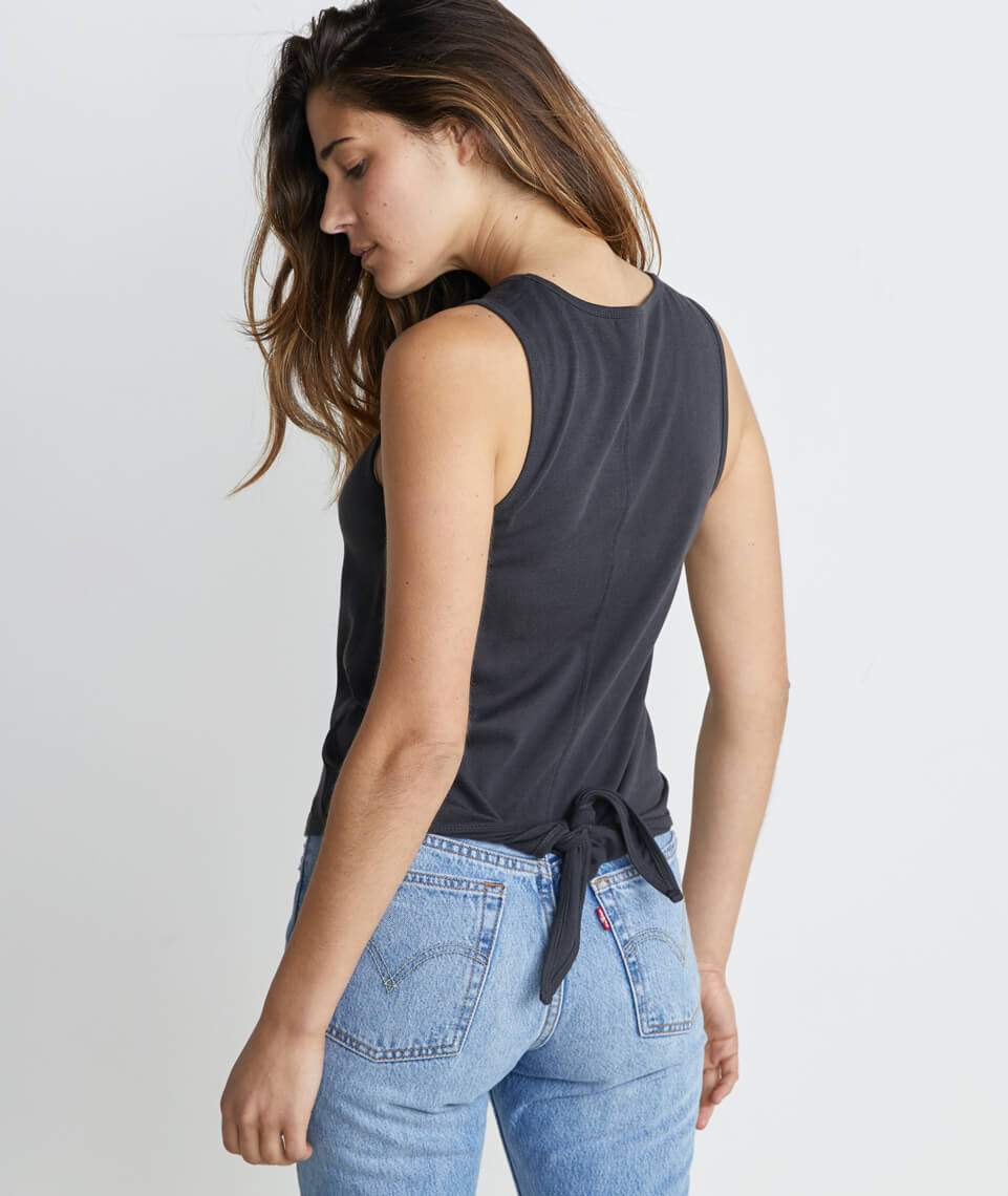 Lori Tie Back Tank Faded Black