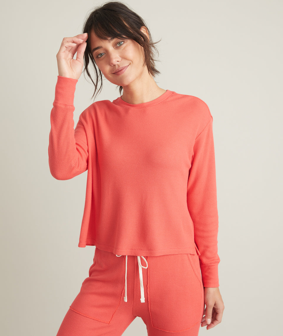 Luxe Waffle PJ Top Bittersweet Red