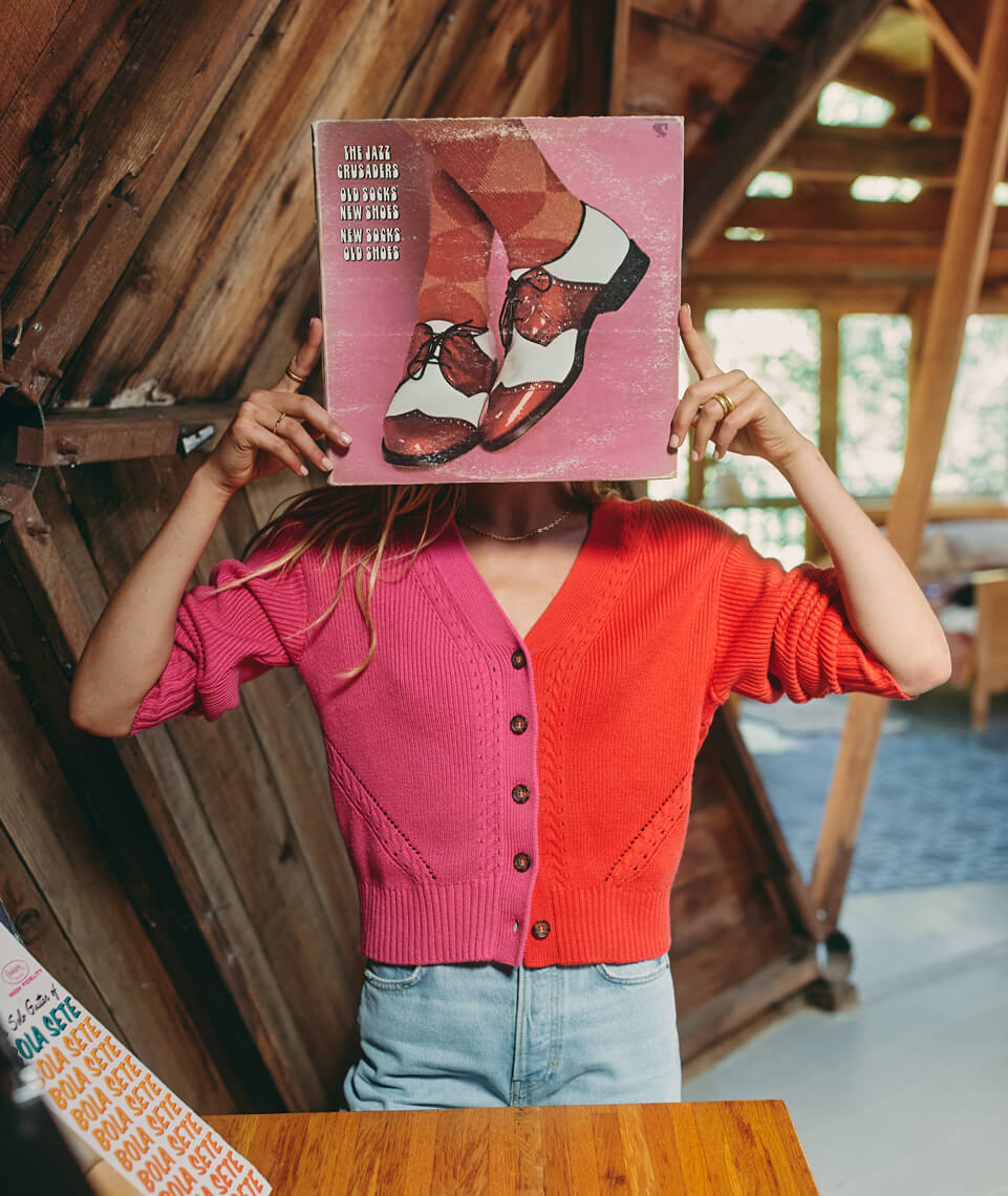 Robin Crop Cardigan Bubblegum/Vermillion