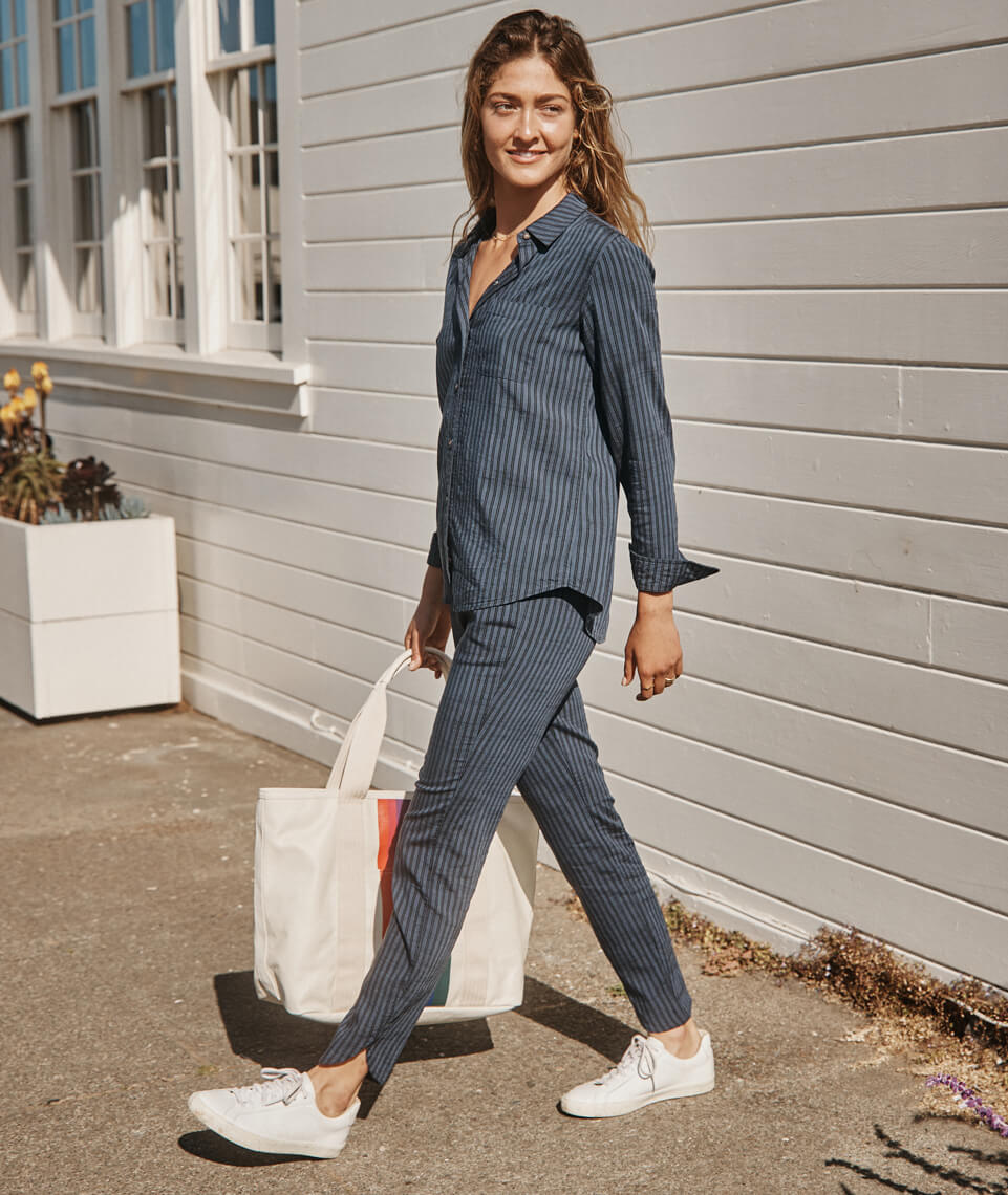 Angie Relaxed Shirt Black/Blue Stripe