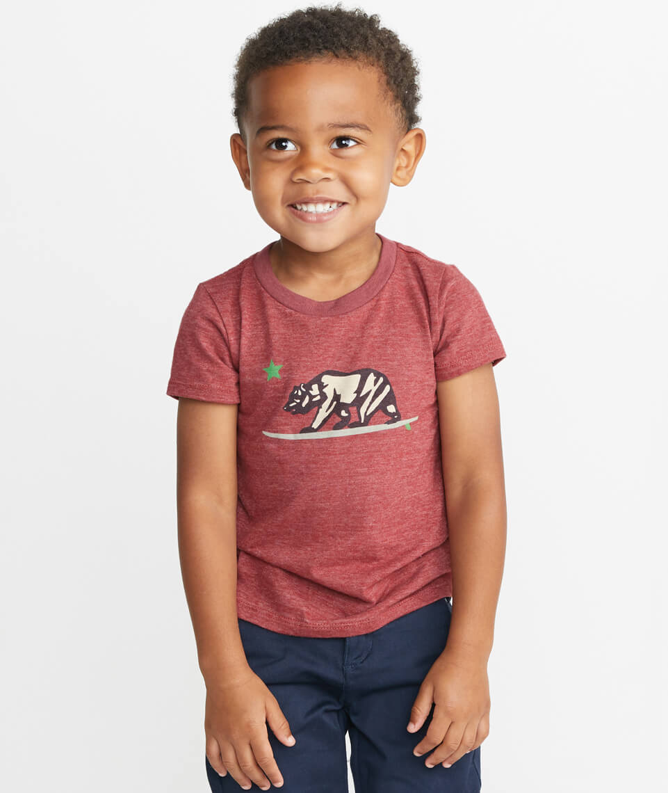 Mini Surfing Bear Graphic Tee Rosewood