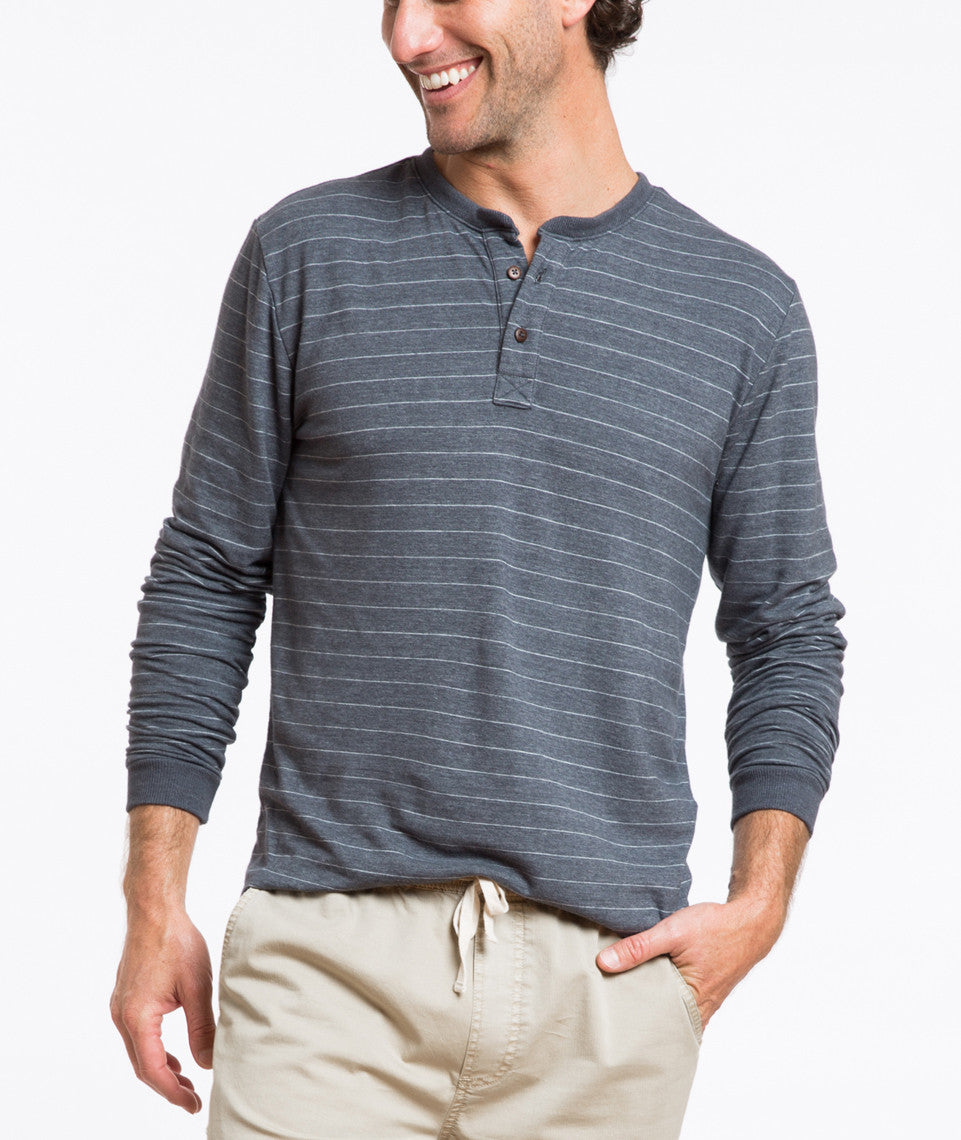 Double Knit Henley - Midnight Navy Stripe