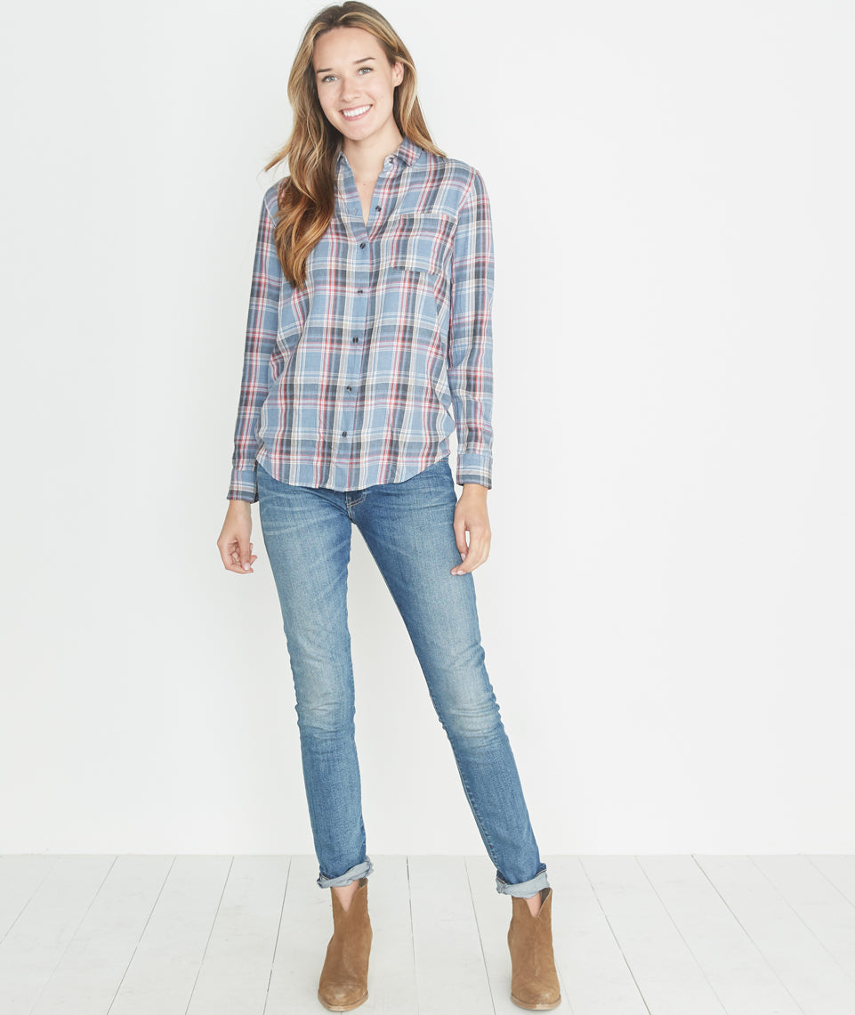 Marigold Plaid Button Down