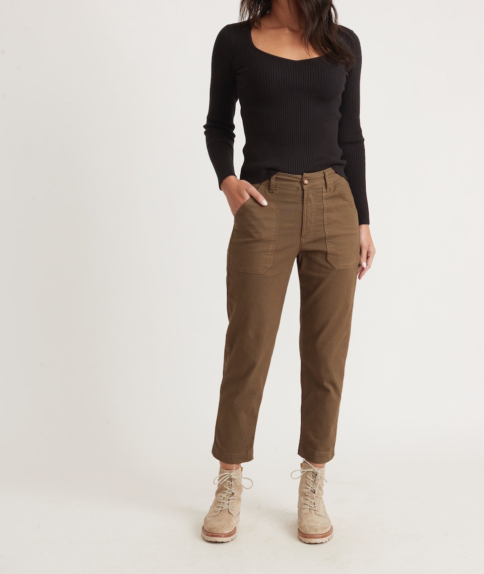 Maya Slim/Straight Utility Pant in Military Olive