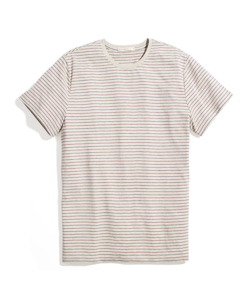 Signature Crew Tee Oatmeal Heather Stripe