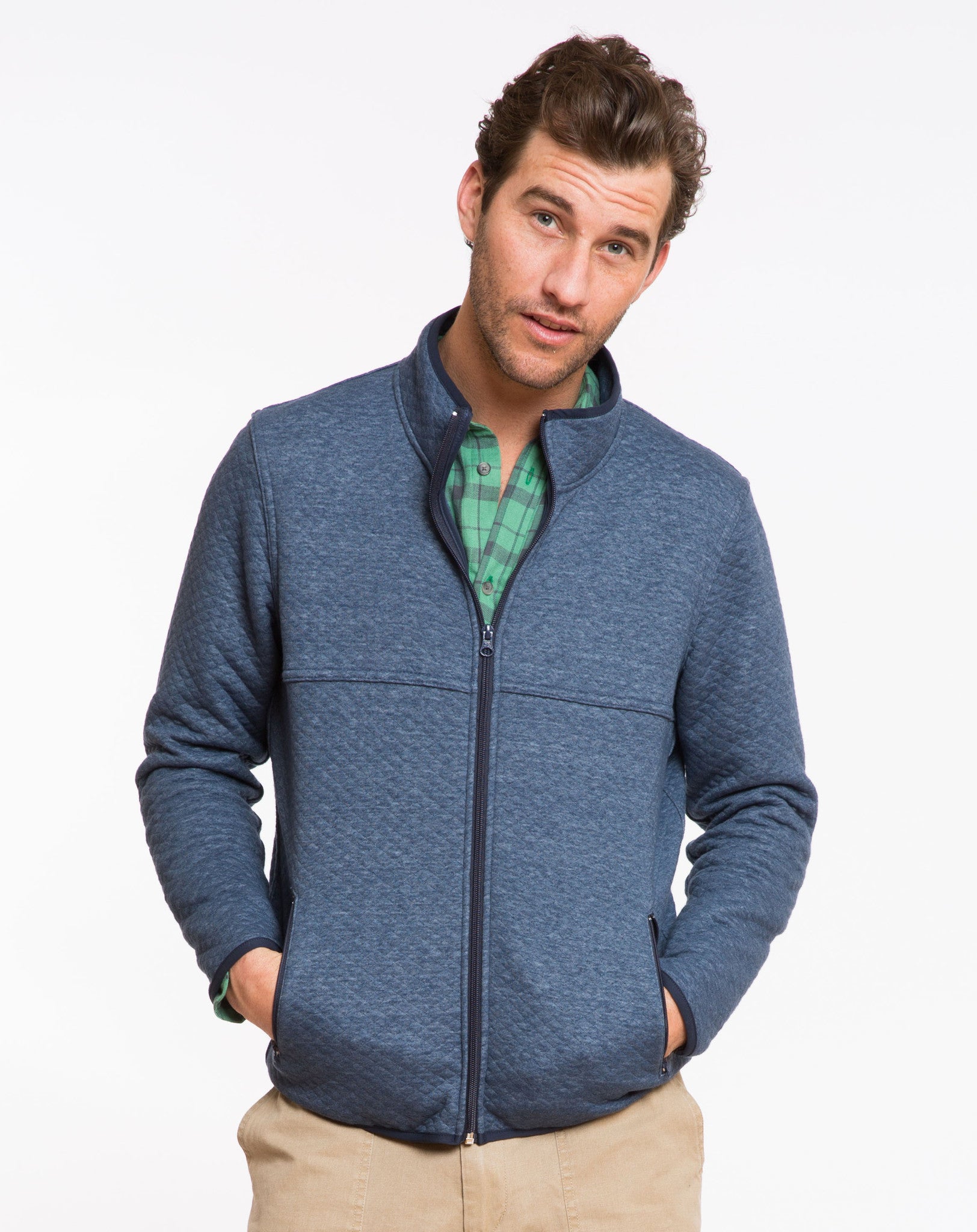 Franz Quilted Full Zip - Navy