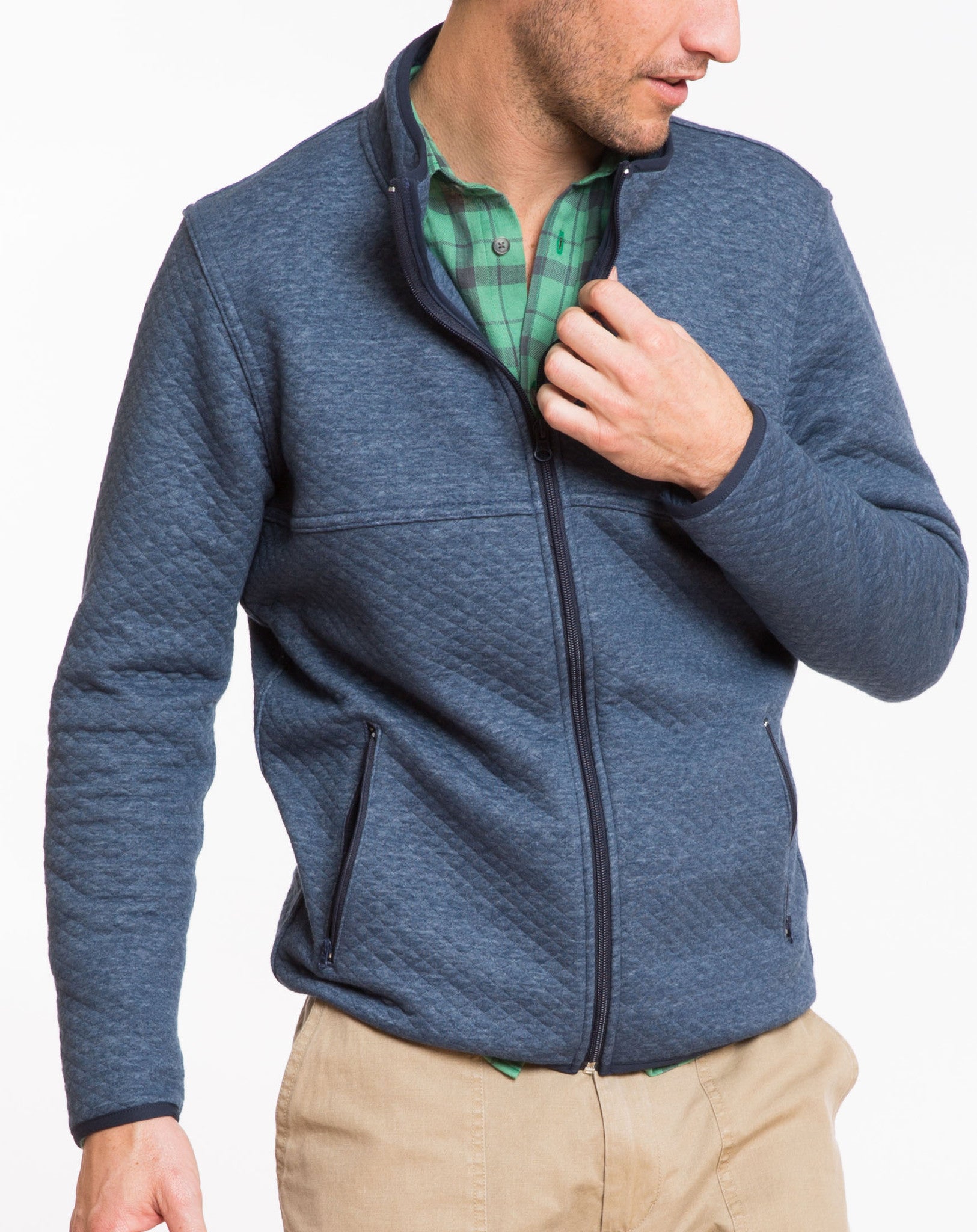 Franz Quilted Full Zip - Navy