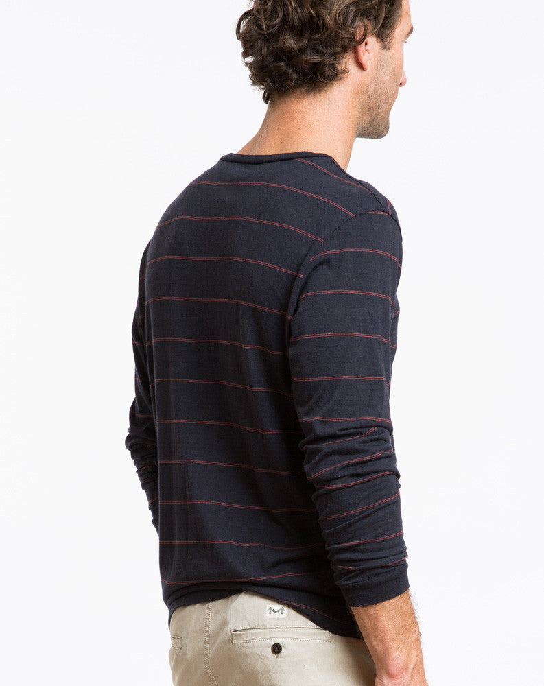 Longsleeve Striped Crewneck - Navy and Red Stripe