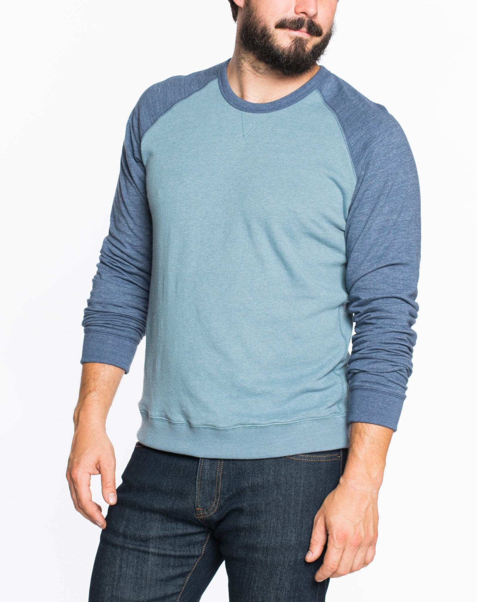 Double Knit Raglan - Maritime Grey and Navy