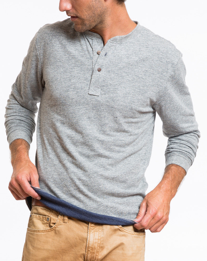 Double Knit Henley - Heather Grey