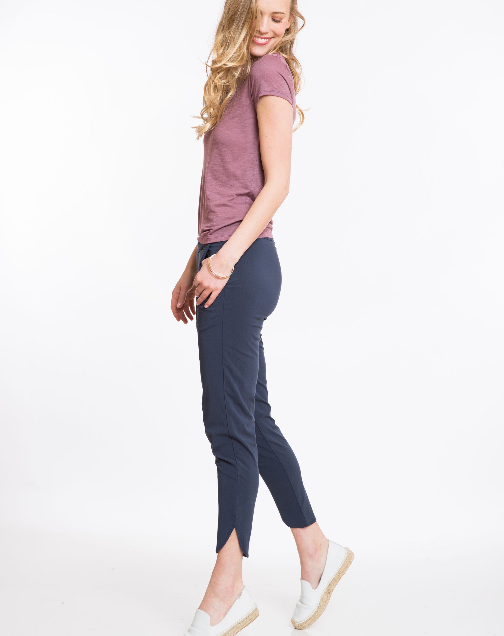 Rayon Cigarette Pant - Navy