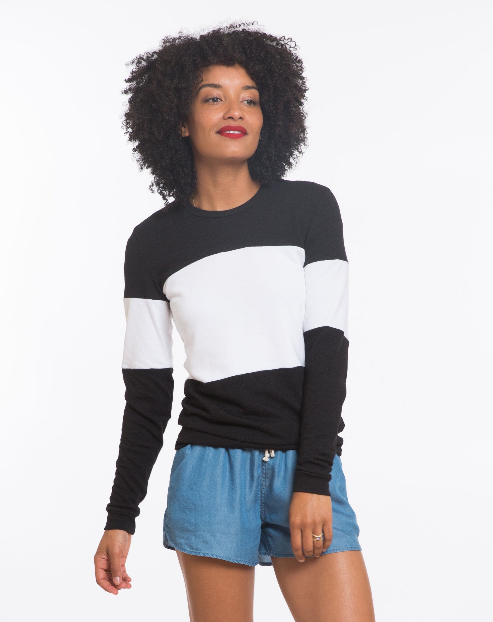 Colorblock Sweatshirt - Black and White