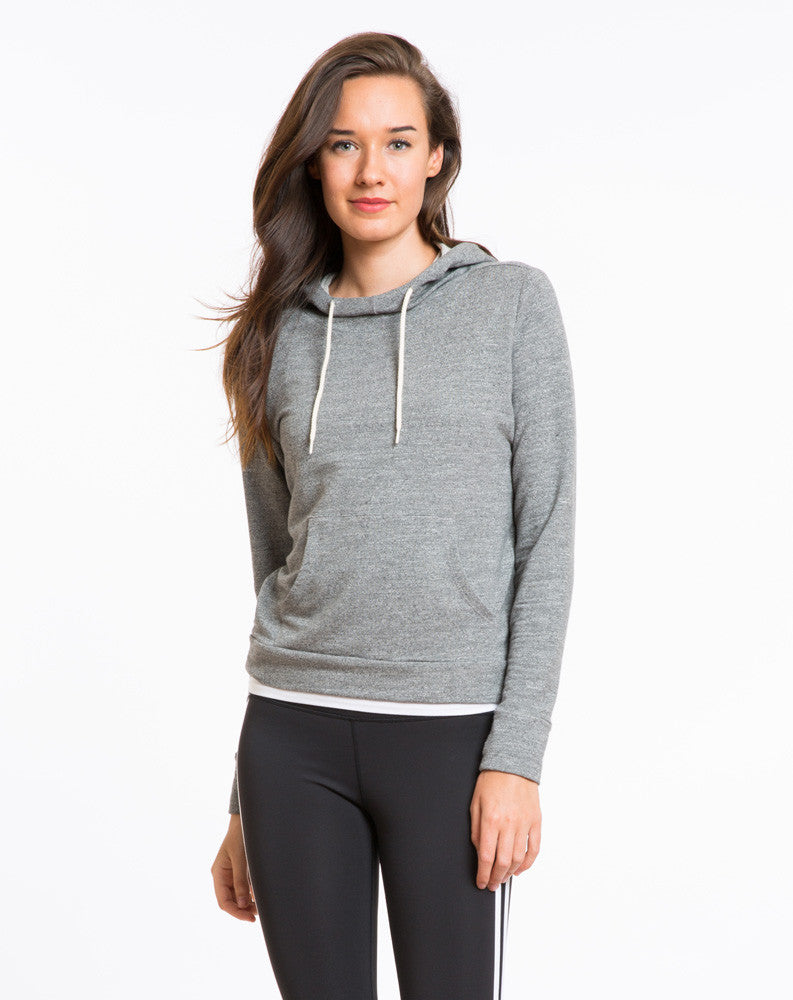 Mock Twist Cowl Neck Hoodie - Heather Grey