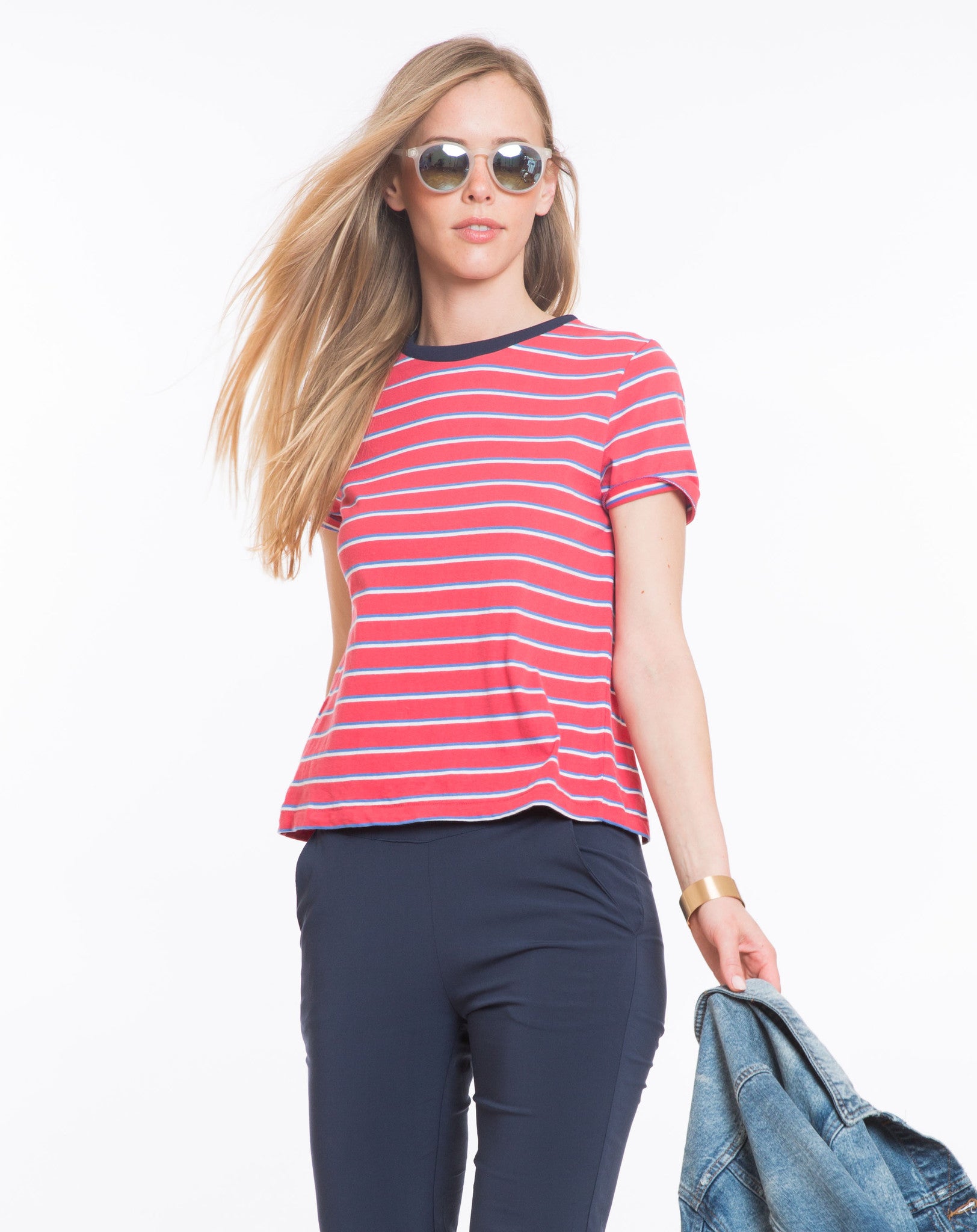 Brie Striped Crewneck - Red and Blue Stripe