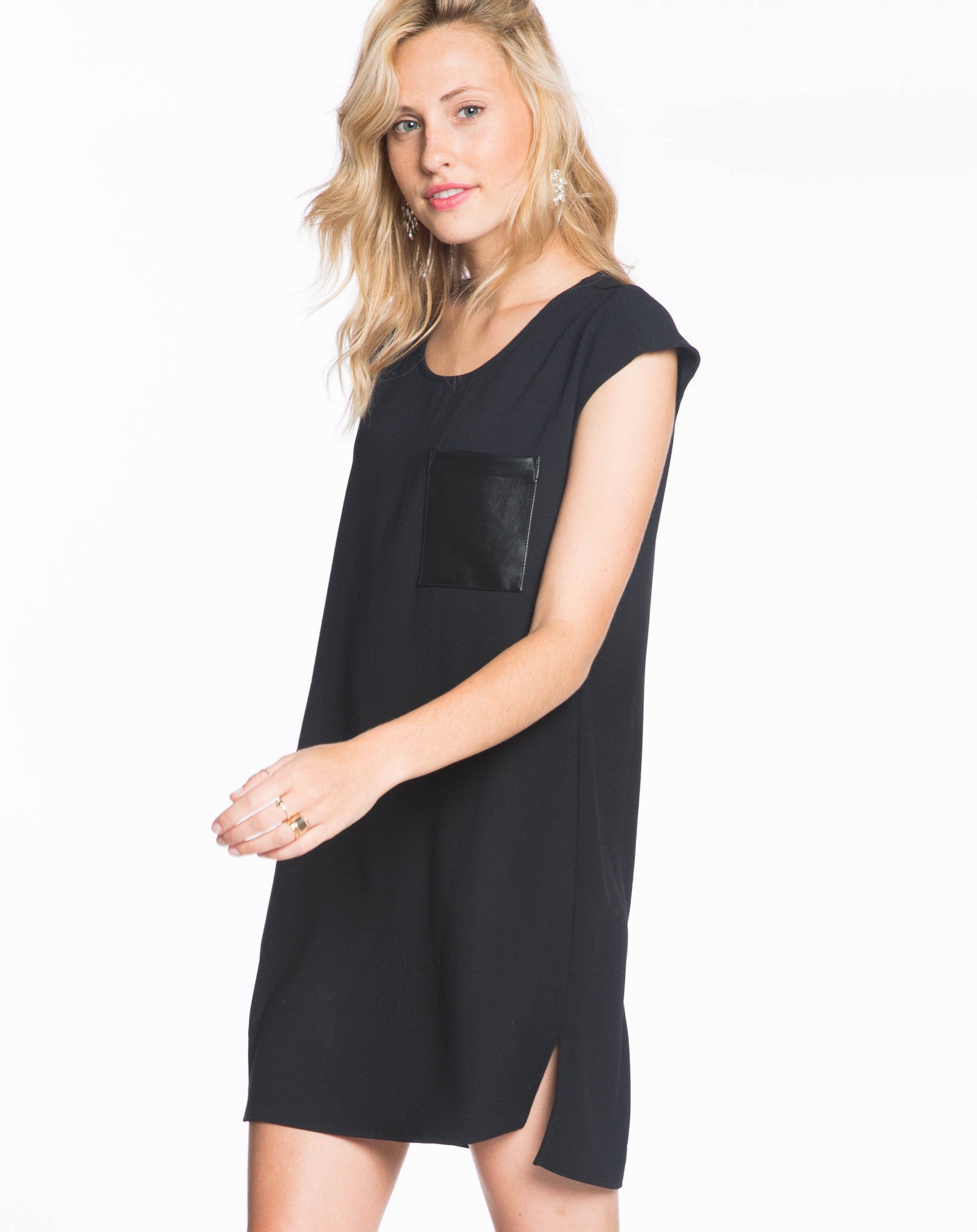 Crepe Shift Dress - Black