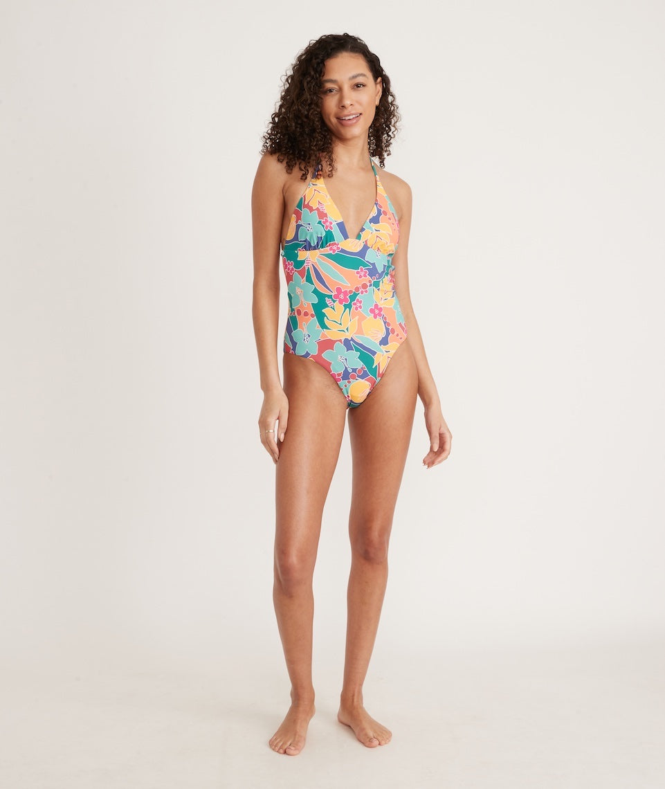 Plunge One Piece in Hibiscus Floral