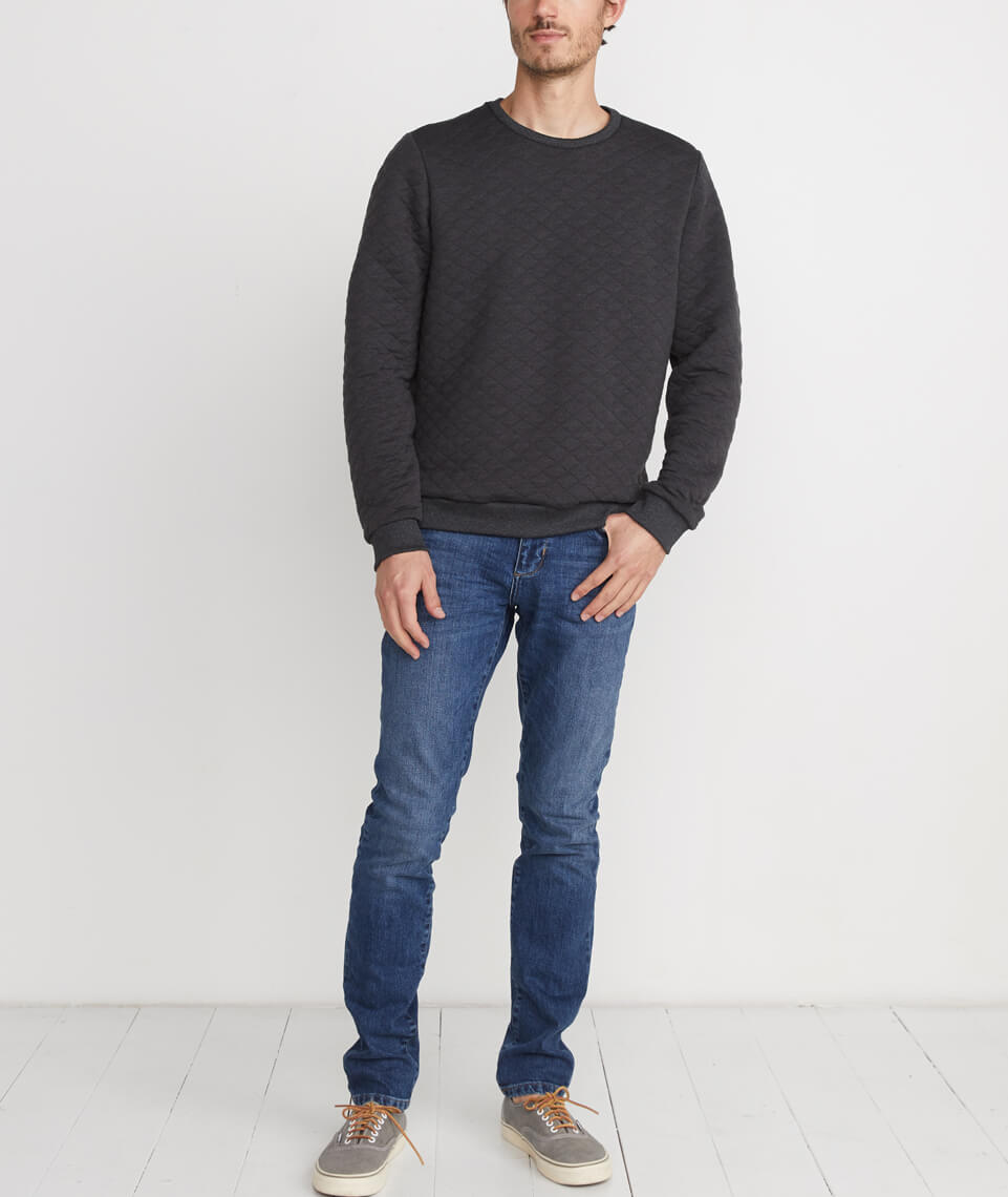 Quilted Crewneck Sweatshirt Charcoal Heather