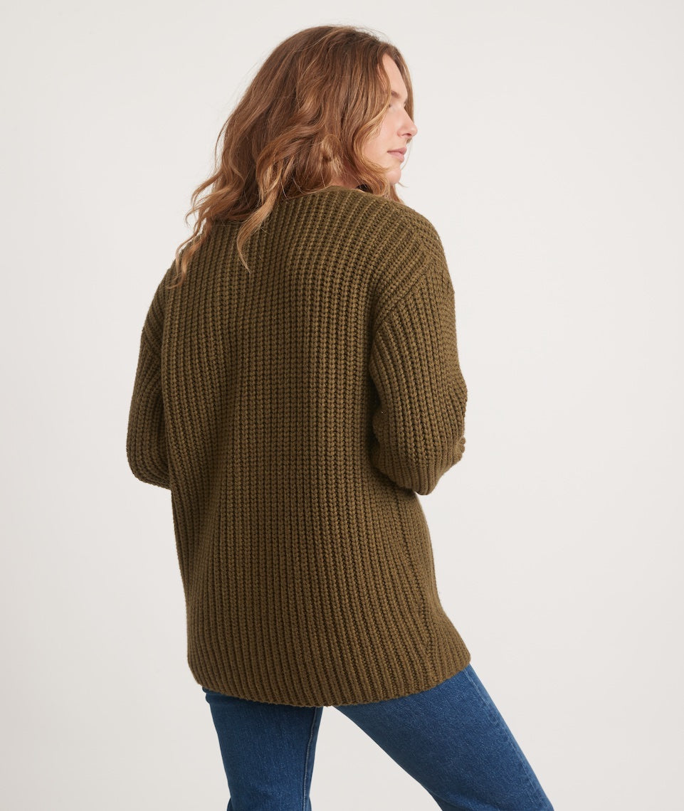 Ramona Oversized Cardigan in Military Olive Heather – Marine Layer