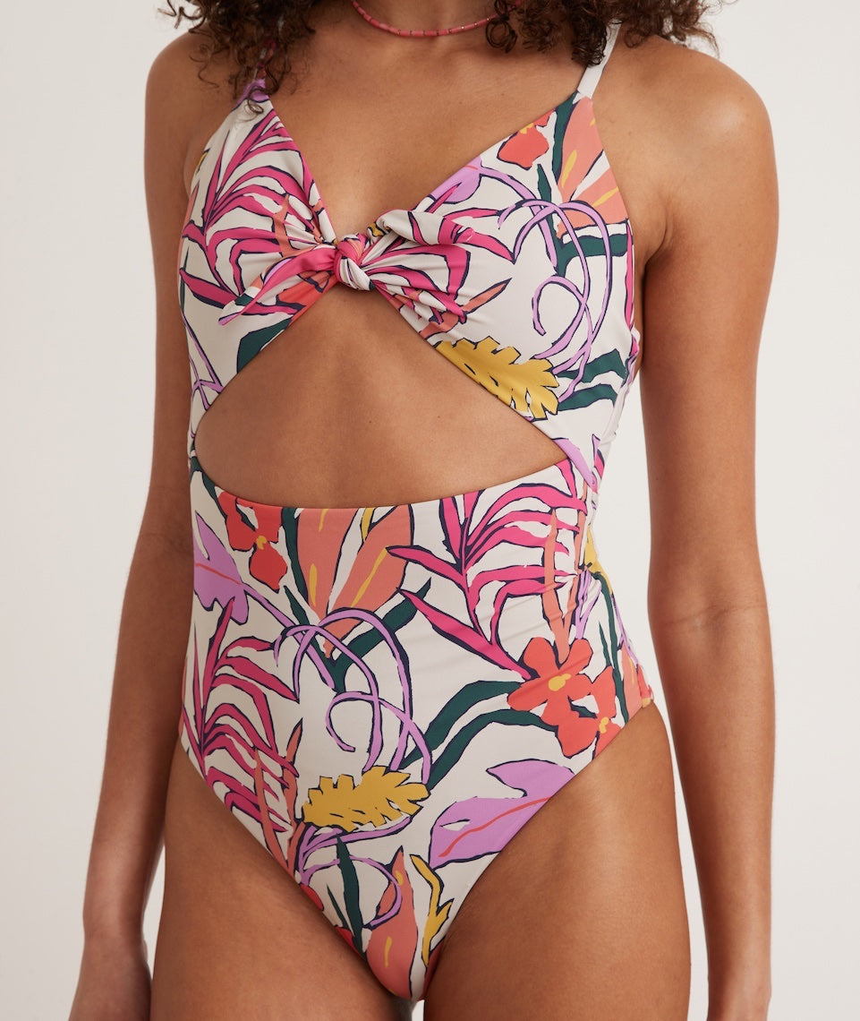 Havana Tie Front One Piece Tropical Floral