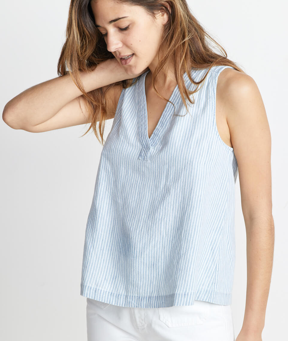 Sheri Tank Chambray Stripe