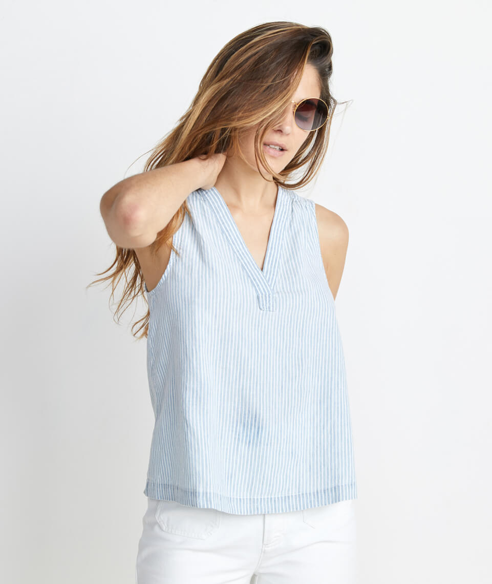 Sheri Tank Chambray Stripe