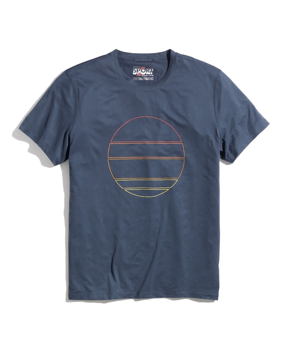 Re-Spun Sport Crew Graphic Tee in Midnight Navy