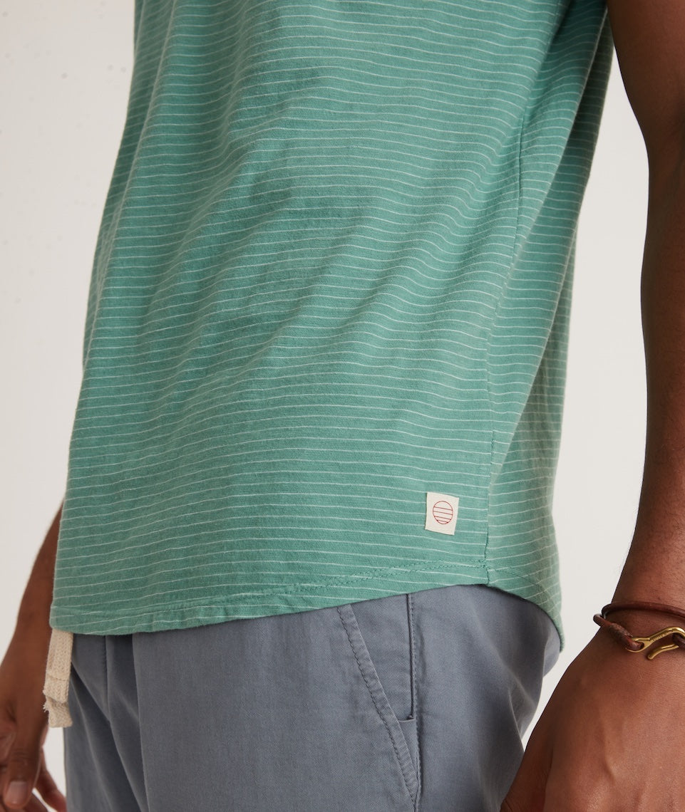 Saddle Hem Pocket Tee Deep Sea Stripe