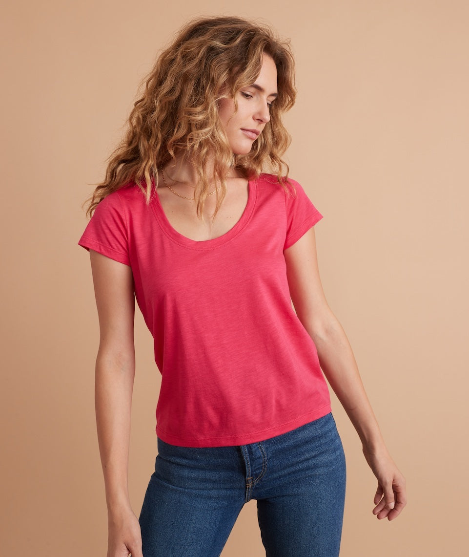 Classic Scoop Neck Tee Bright Rose