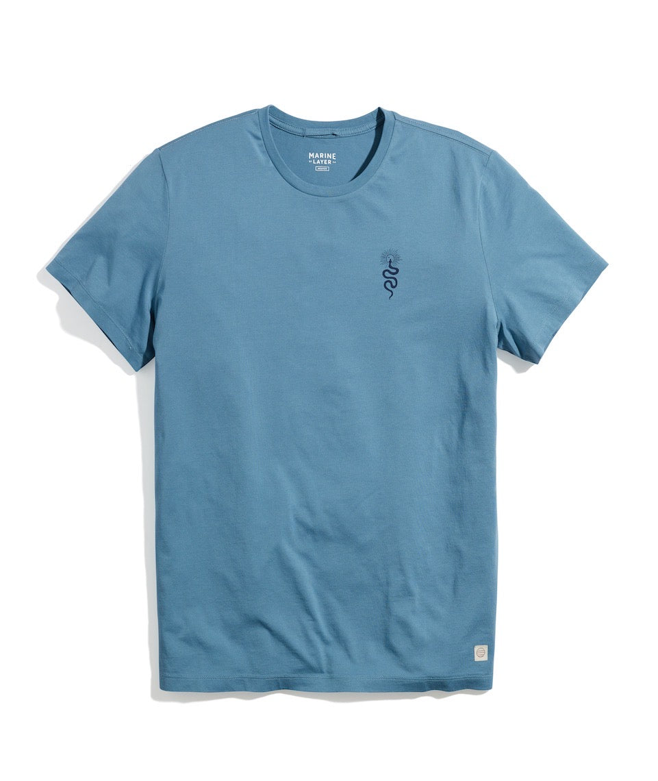 Signature Crew Graphic Tee Aegean Blue