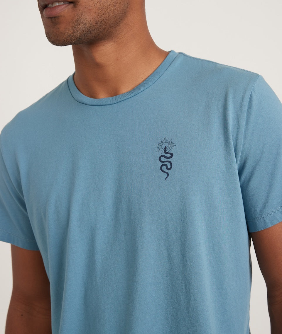 Signature Crew Graphic Tee Aegean Blue