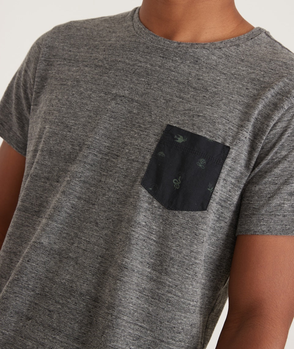 Signature Pocket Tee in Heather Grey Neps