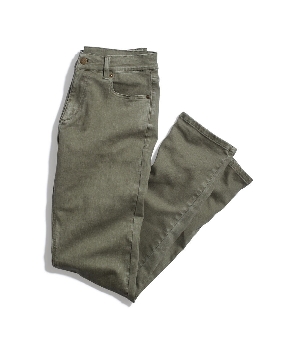 5 Pocket Pant Slim in Faded Layer Fit Olive Marine –