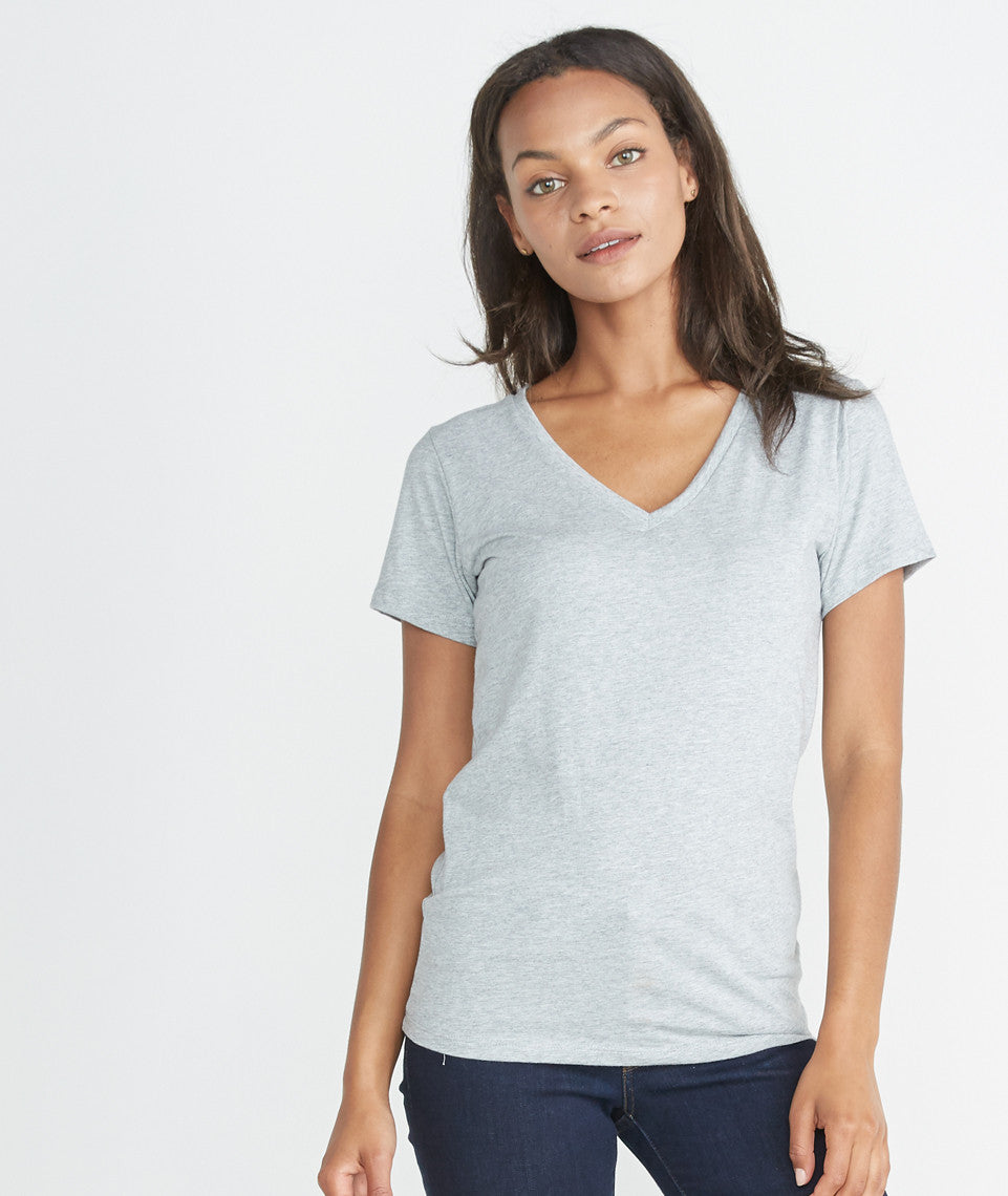 Slub V-neck - Varsity Grey