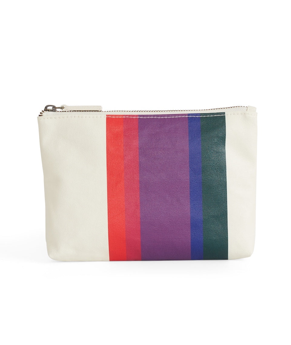 Small Pouch in Natural/Bold Multi Stripe