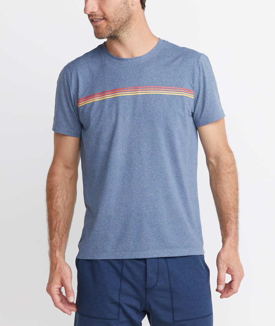 Sunset Stripe Sport Crew Blue Heather