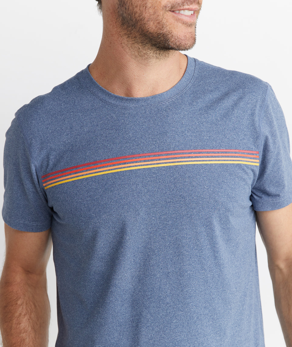 Sunset Stripe Sport Crew Blue Heather