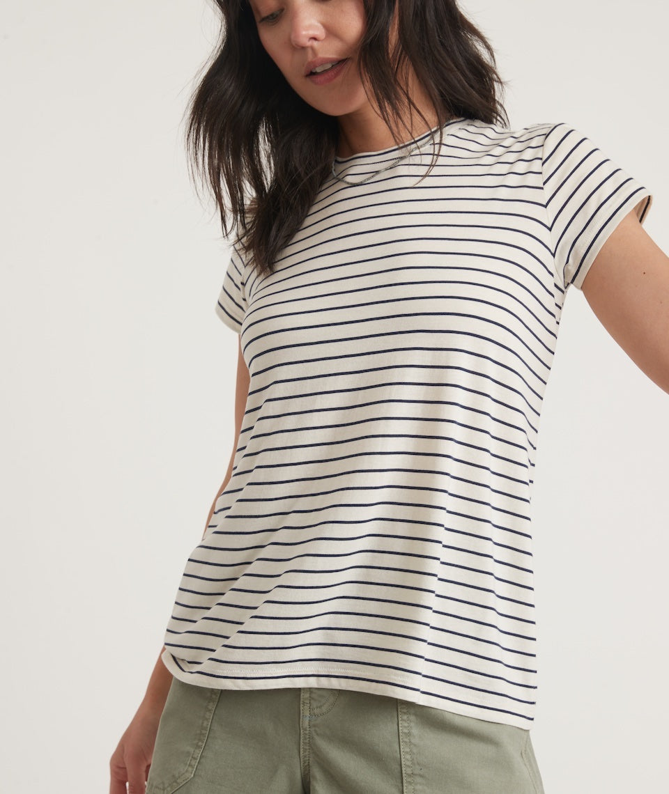 Swing Crew Tee Navy/White Stripe