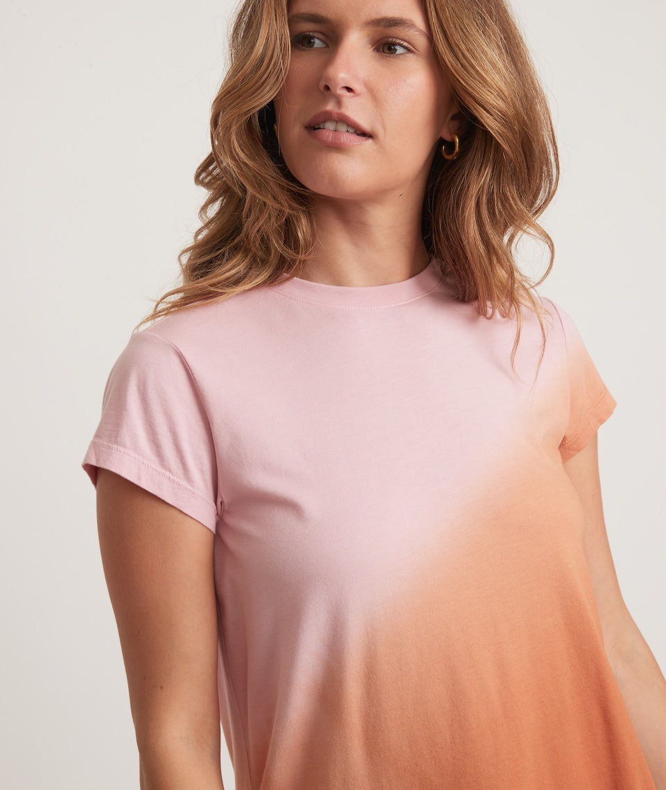 Swing Crew Tee Pink Brown Dip Dye