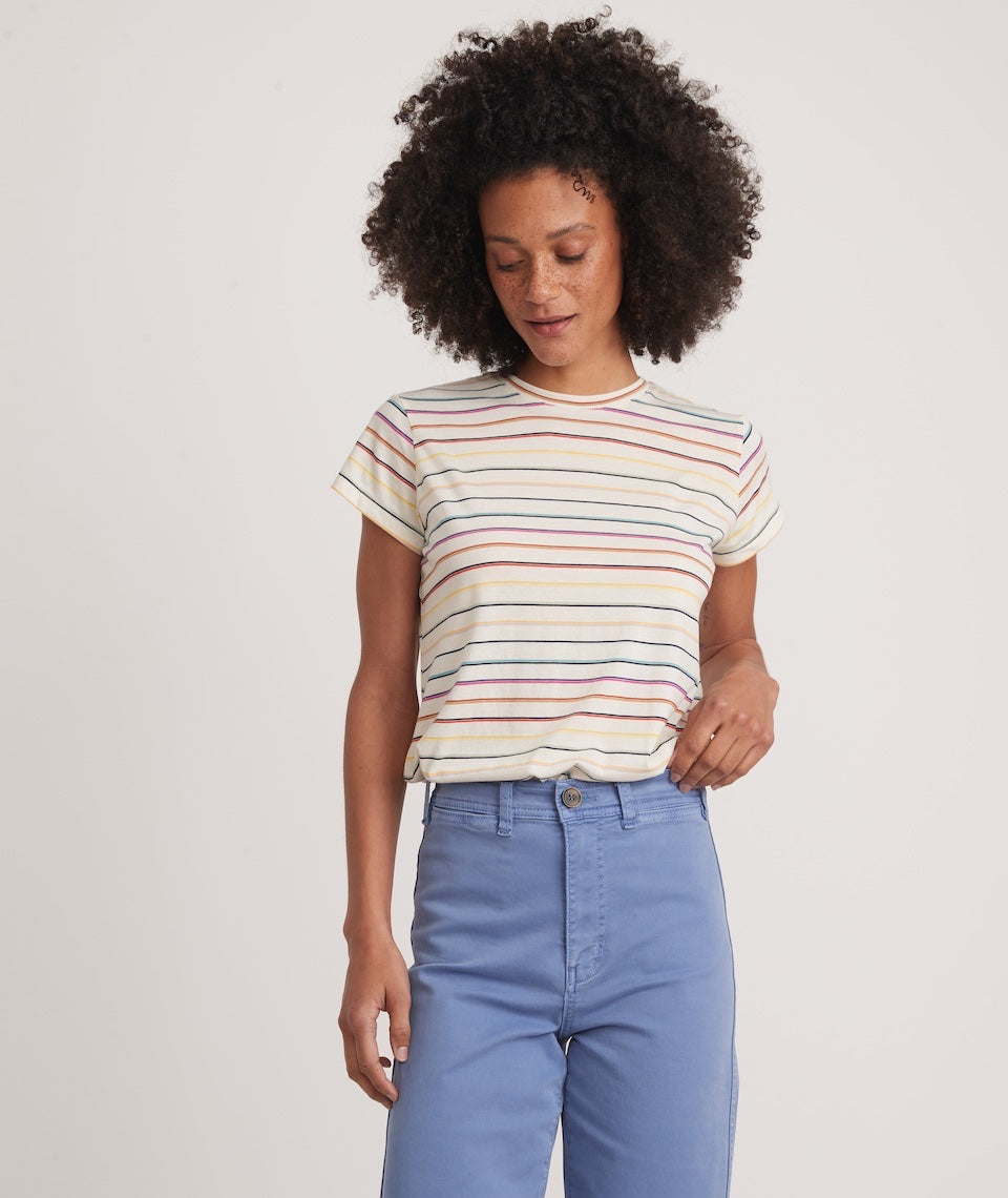 Swing Crew Tee Rainbow Stripe