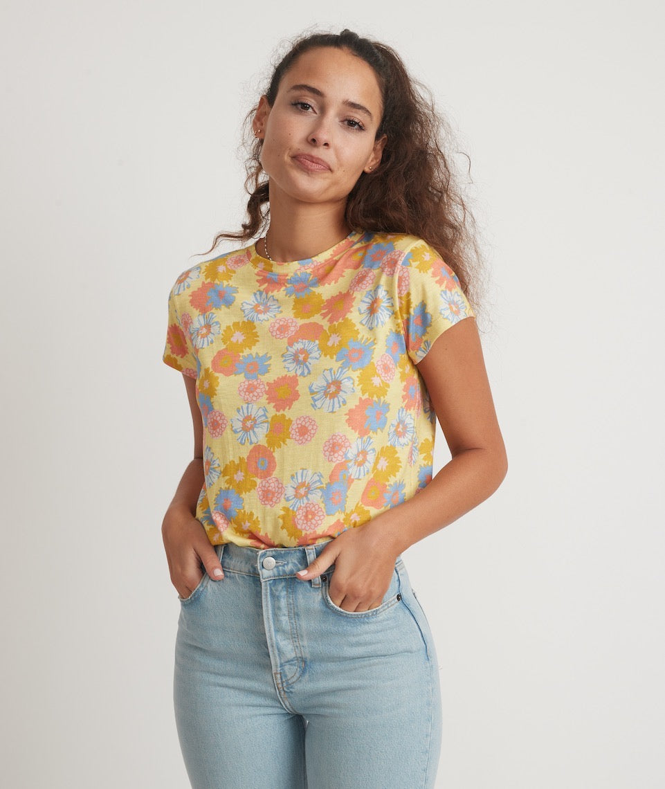 Swing Crew Tee Yellow Vintage Floral