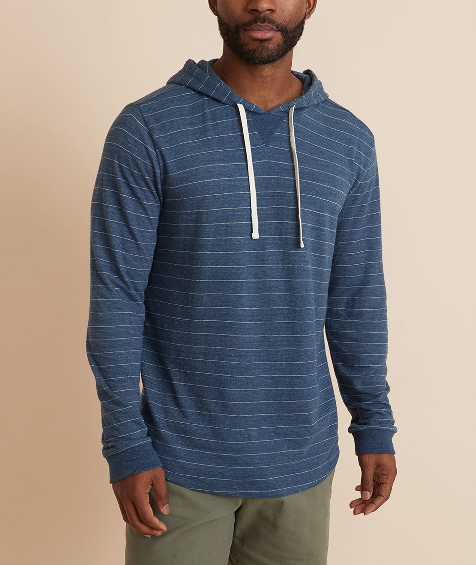 Double Knit Pullover Hoodie Navy/White