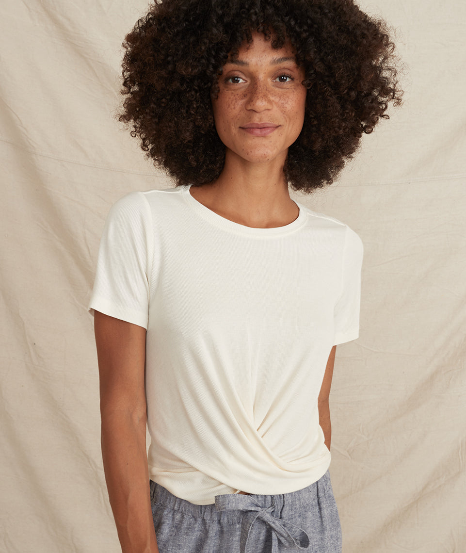 Brielle Front Twist Top Cream White