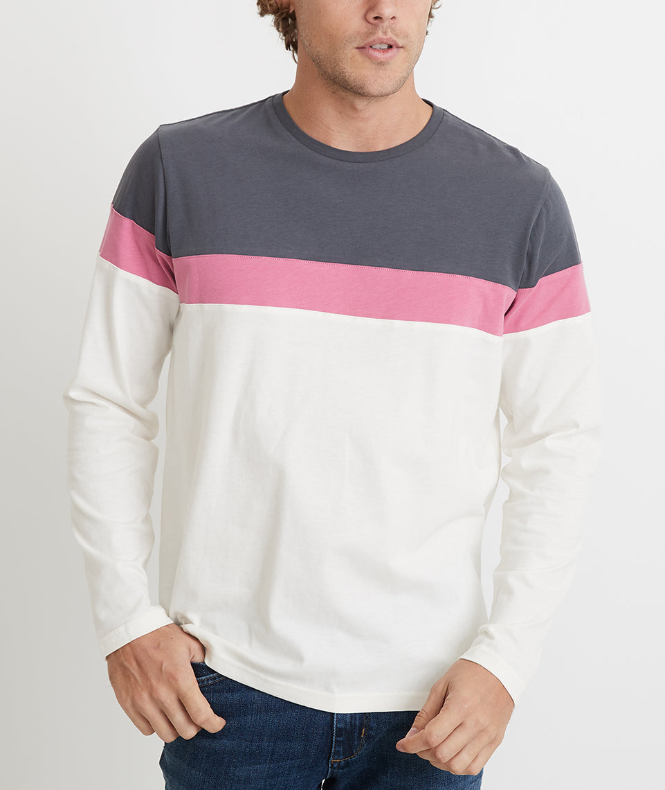 Jacob Pieced Crewneck Magnet/Rose/Natural