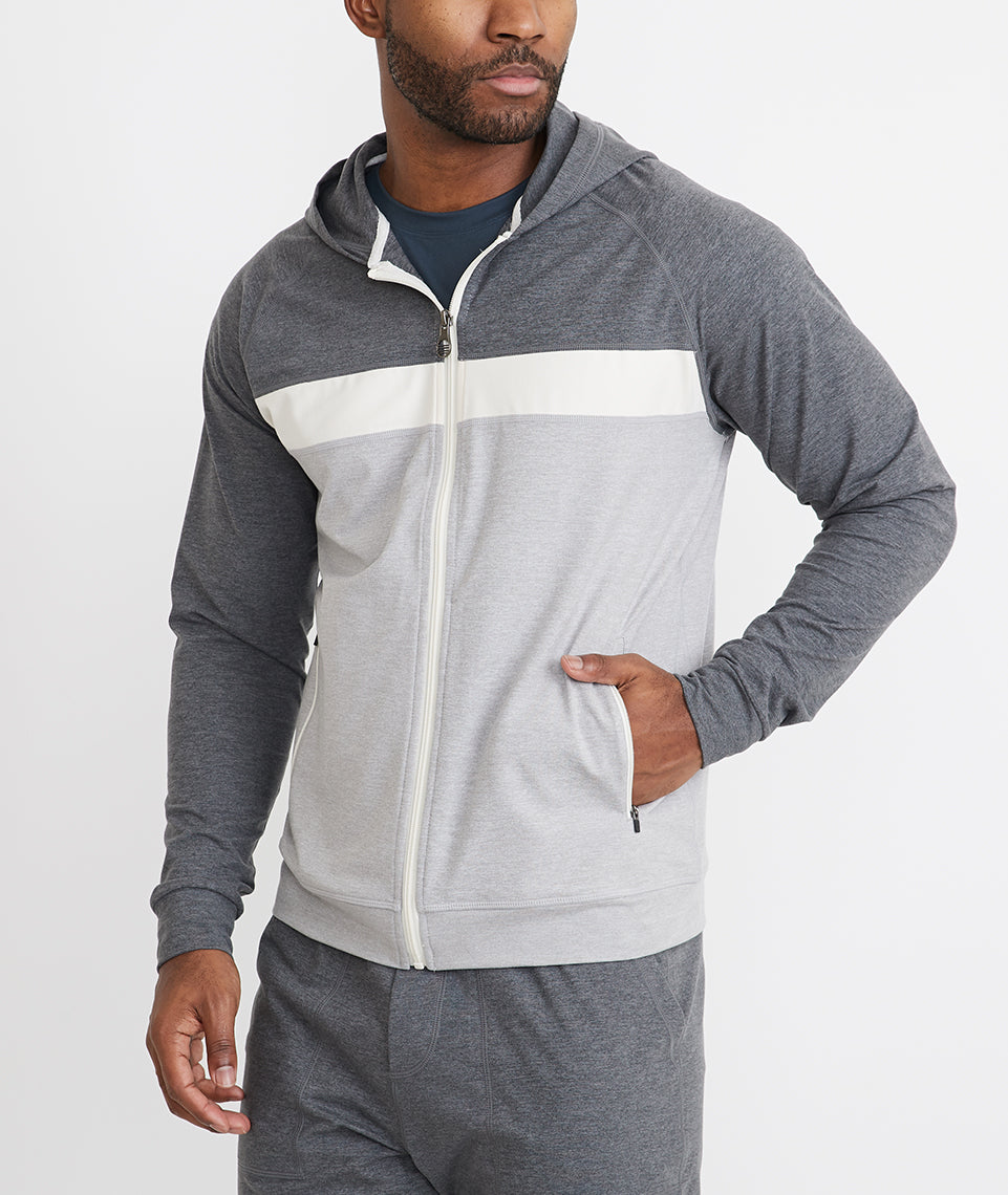 Keeler Zip Hoodie Grey/White