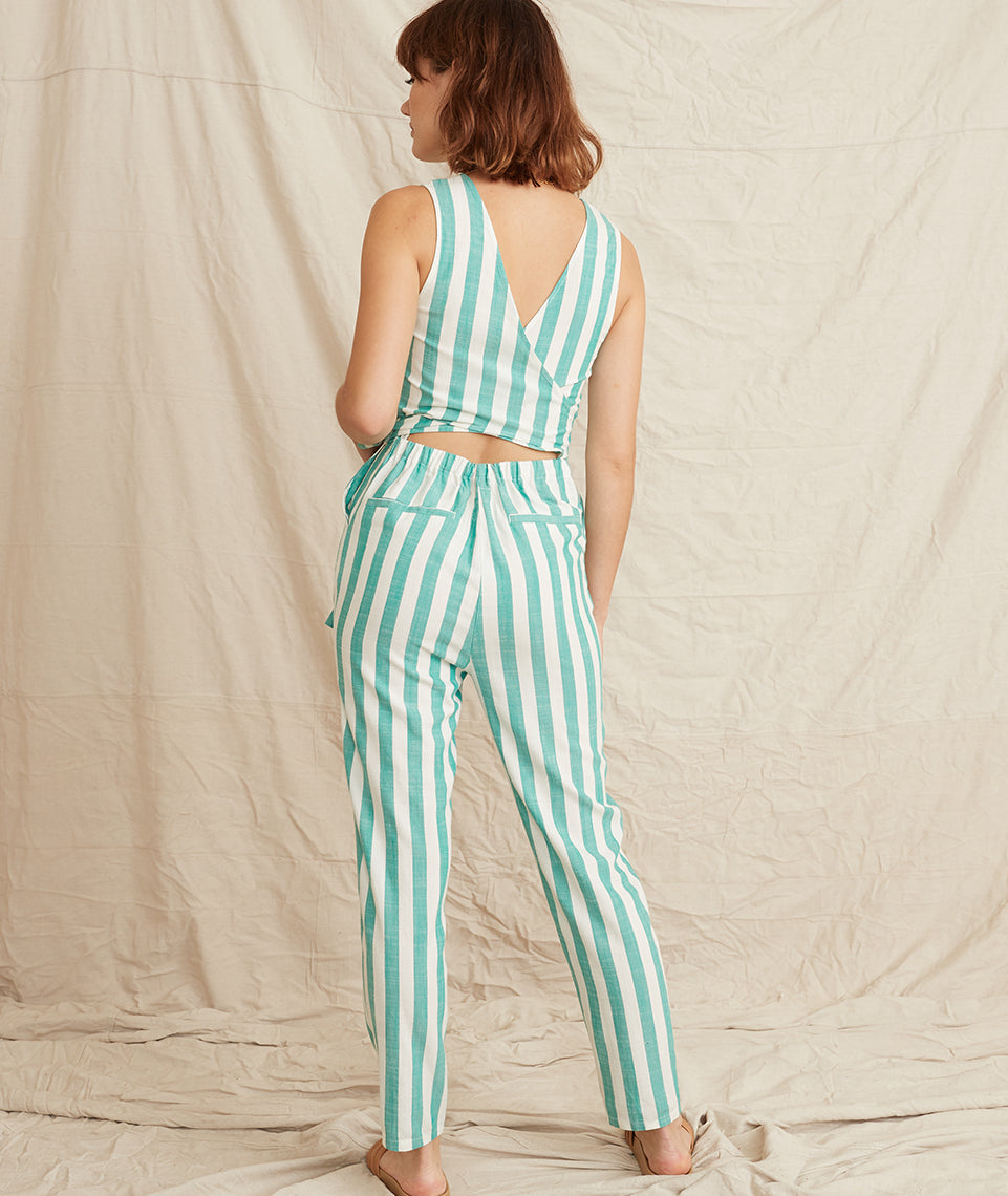 Eloise Jumpsuit Green Lake/White Stripe