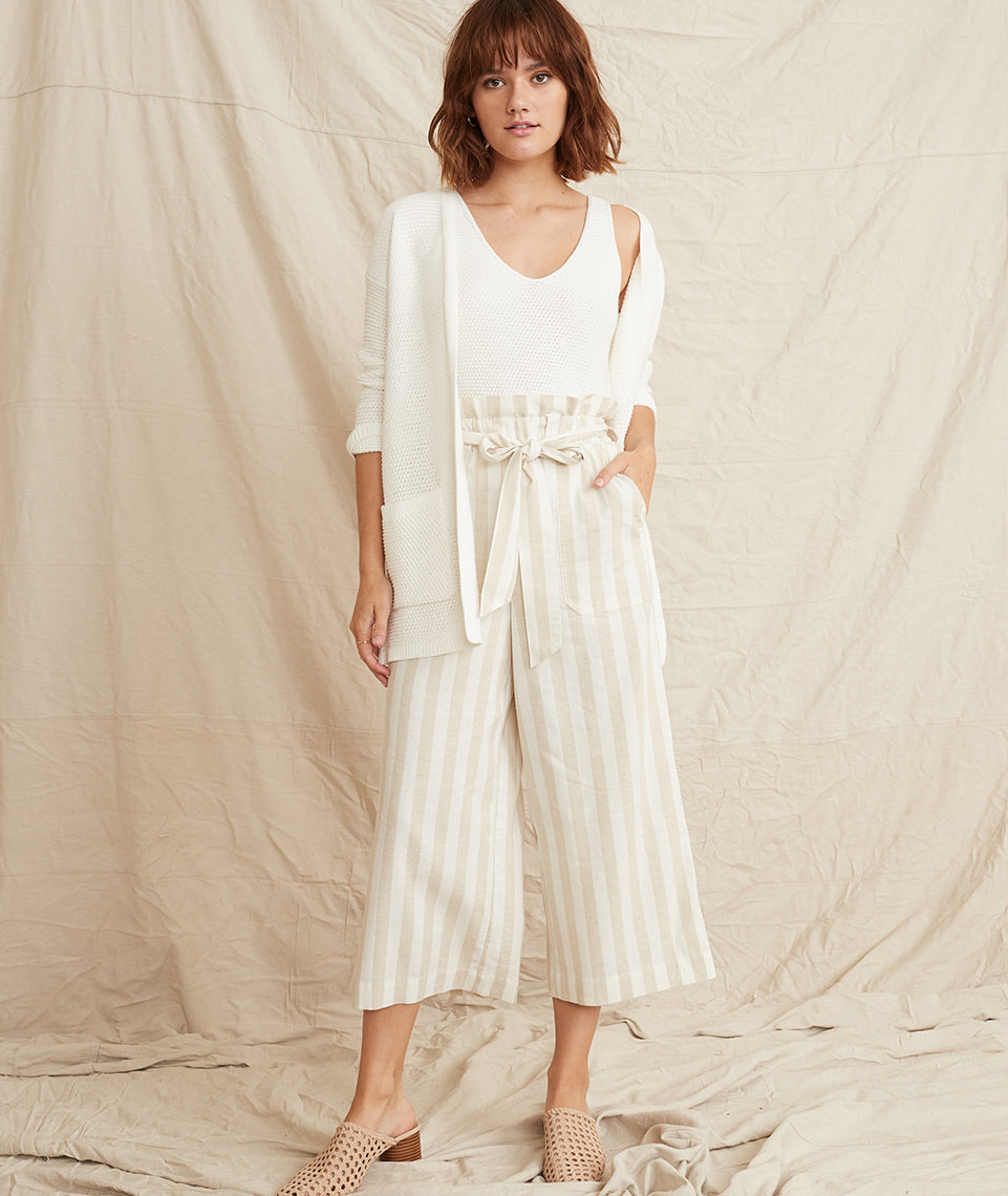 Caroline Pant Tan/White Stripe