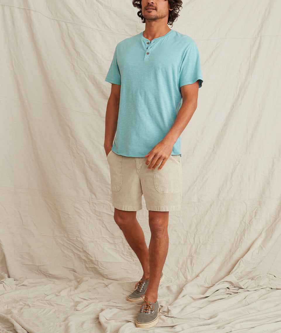 Short Sleeve Henley Green Mist