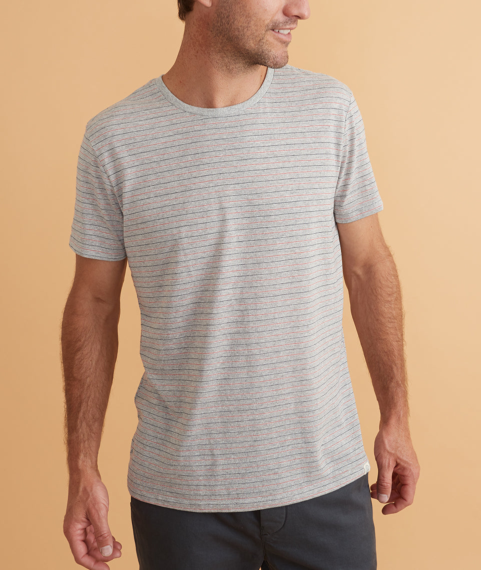 Re-Spun Stripe Crew Heather Grey Multi